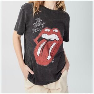 The‎ Rolling Stones Cotton On Graphic T-Shirt Acid Wash Black Size M Band Tee